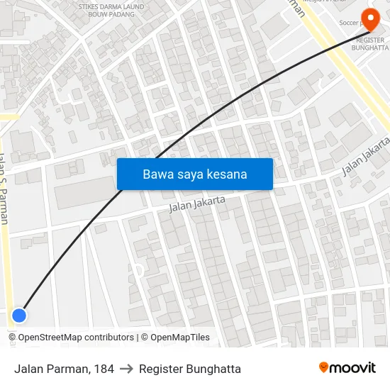 Jalan Parman, 184 to Register Bunghatta map