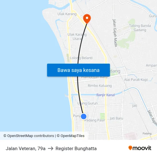 Jalan Veteran, 79a to Register Bunghatta map