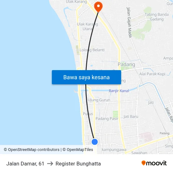 Jalan Damar, 61 to Register Bunghatta map