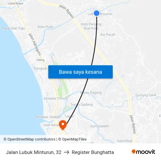Jalan Lubuk Minturun, 32 to Register Bunghatta map