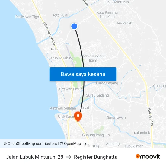 Jalan Lubuk Minturun, 28 to Register Bunghatta map