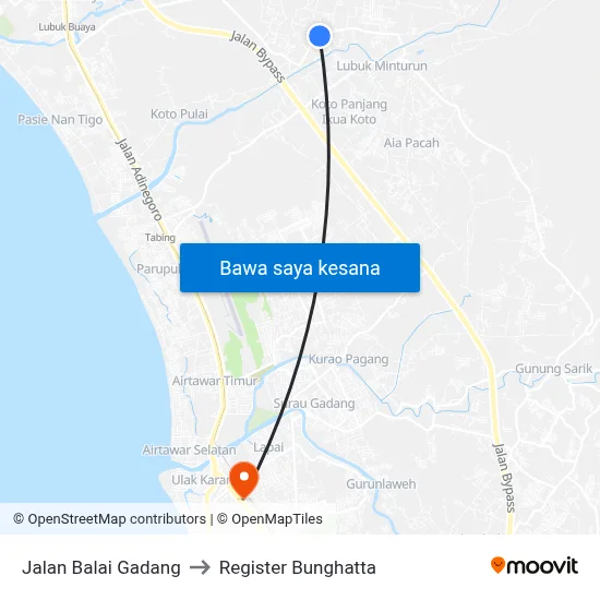 Jalan Balai Gadang to Register Bunghatta map