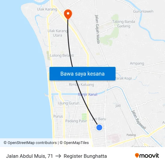 Jalan Abdul Muis, 71 to Register Bunghatta map