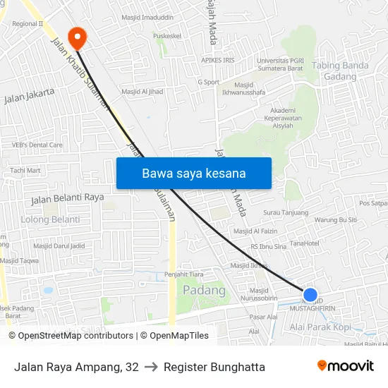 Jalan Raya Ampang, 32 to Register Bunghatta map