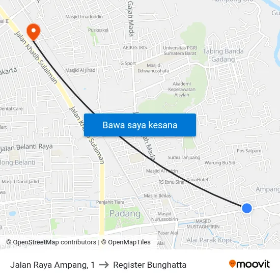 Jalan Raya Ampang, 1 to Register Bunghatta map