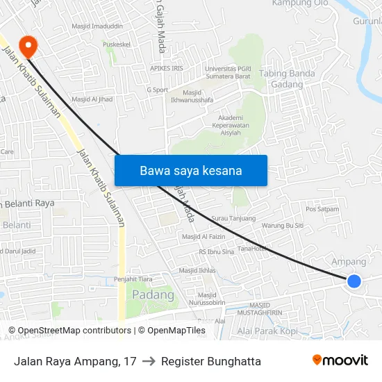 Jalan Raya Ampang, 17 to Register Bunghatta map