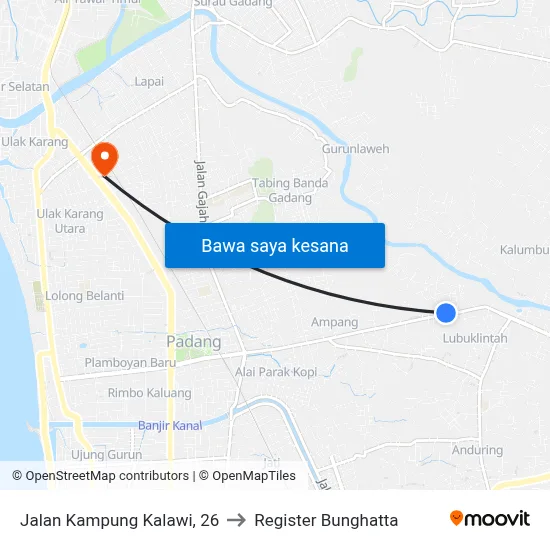 Jalan Kampung Kalawi, 26 to Register Bunghatta map