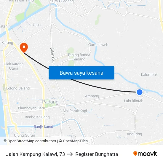 Jalan Kampung Kalawi, 73 to Register Bunghatta map