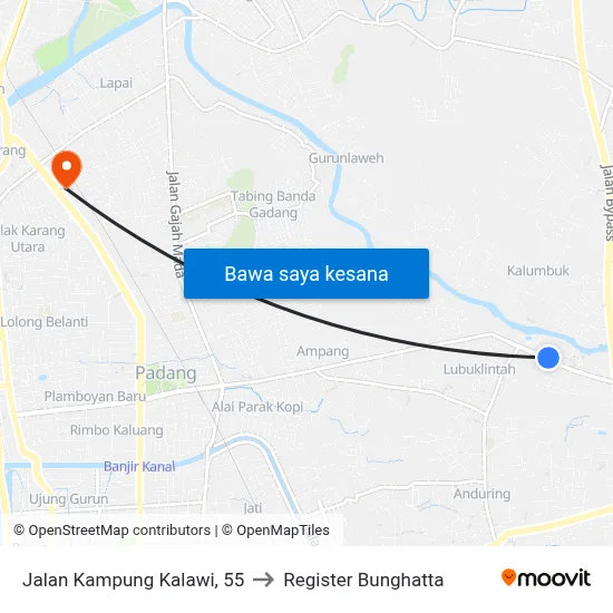 Jalan Kampung Kalawi, 55 to Register Bunghatta map