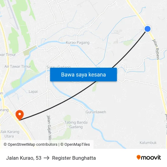 Jalan Kurao, 53 to Register Bunghatta map