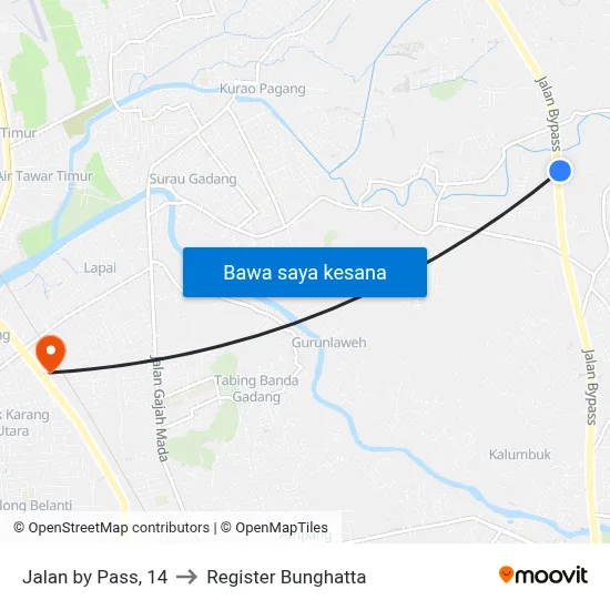 Jalan by Pass, 14 to Register Bunghatta map