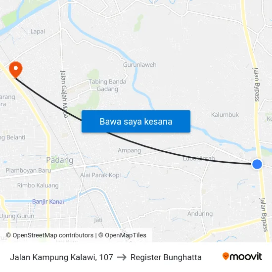 Jalan Kampung Kalawi, 107 to Register Bunghatta map
