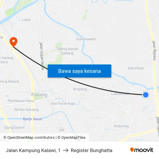 Jalan Kampung Kalawi, 1 to Register Bunghatta map