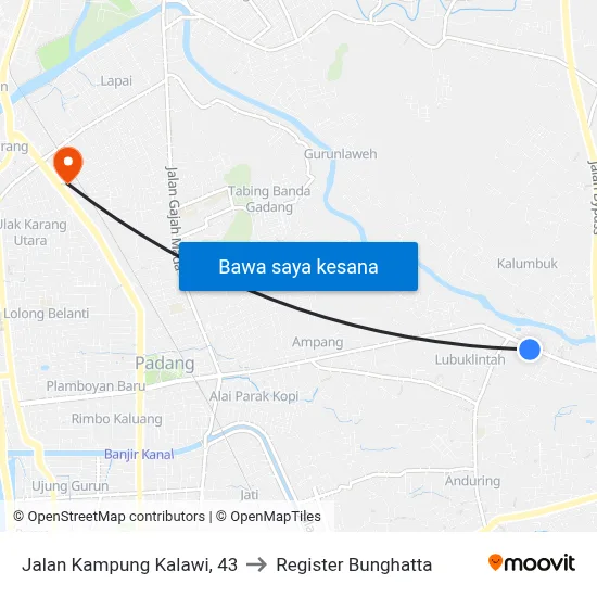 Jalan Kampung Kalawi, 43 to Register Bunghatta map