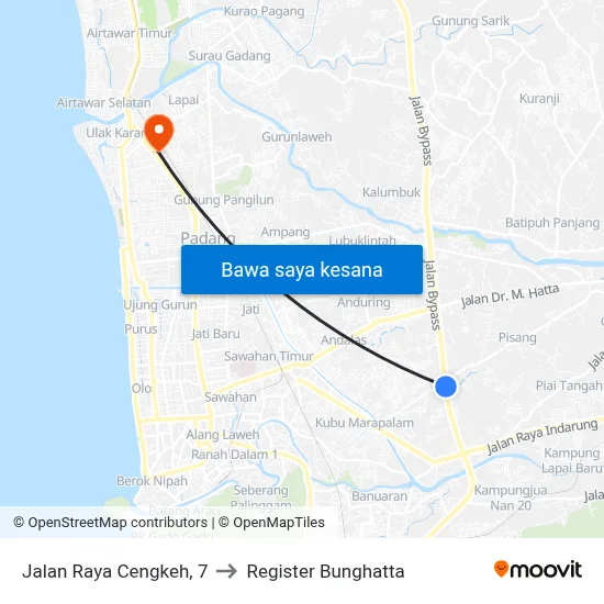 Jalan Raya Cengkeh, 7 to Register Bunghatta map