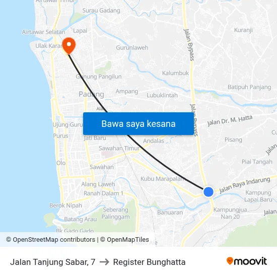 Jalan Tanjung Sabar, 7 to Register Bunghatta map
