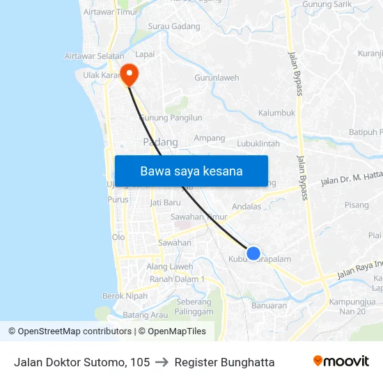 Jalan Doktor Sutomo, 105 to Register Bunghatta map