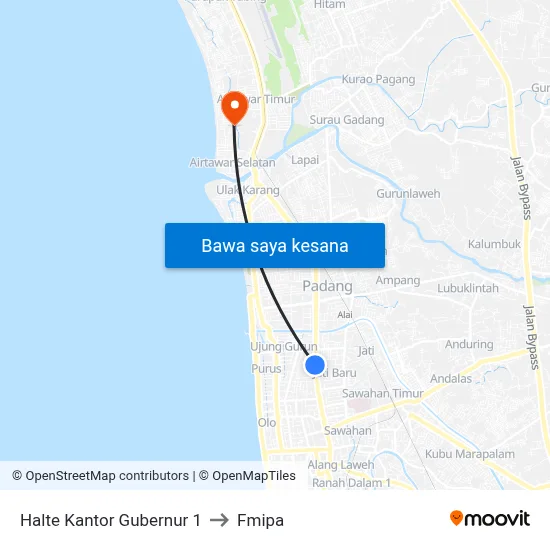 Halte Kantor Gubernur 1 to Fmipa map