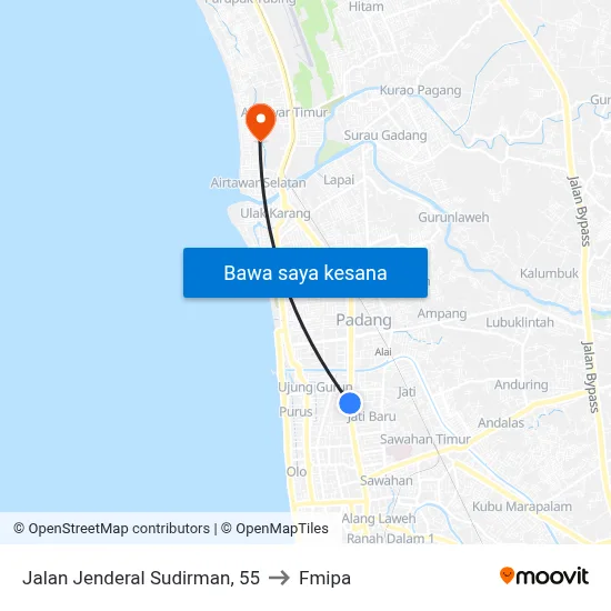 Jalan Jenderal Sudirman, 55 to Fmipa map