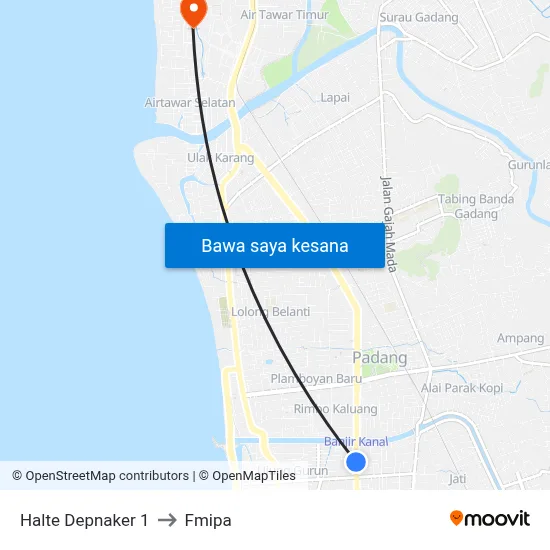 Halte Depnaker 1 to Fmipa map