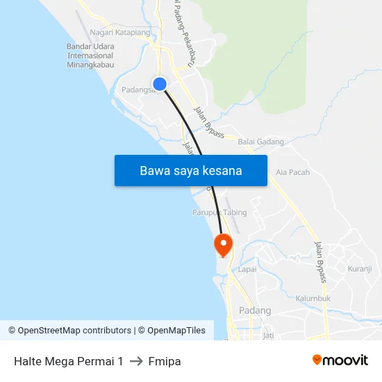 Halte Mega Permai 1 to Fmipa map