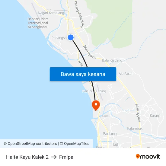 Halte Kayu Kalek 2 to Fmipa map