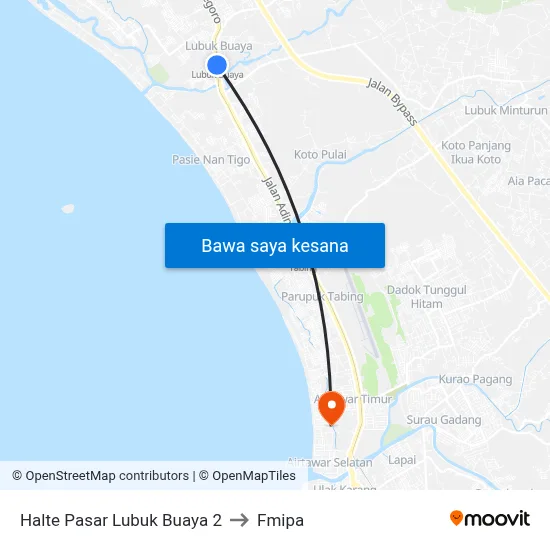 Halte Pasar Lubuk Buaya 2 to Fmipa map
