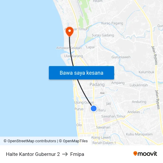 Halte Kantor Gubernur 2 to Fmipa map