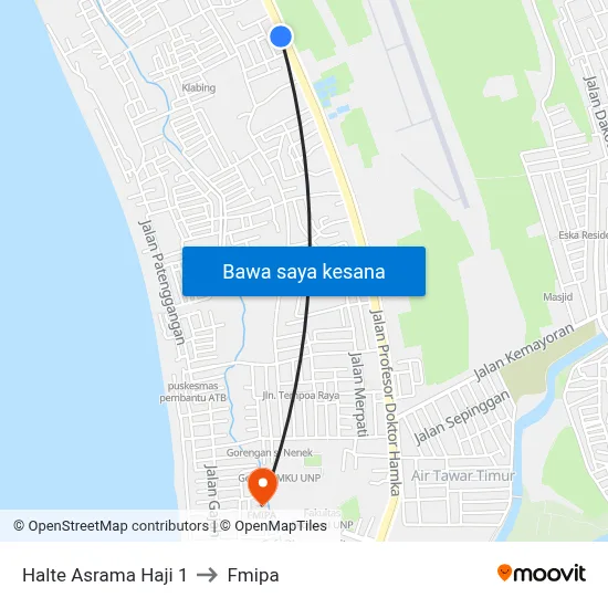 Halte Asrama Haji 1 to Fmipa map