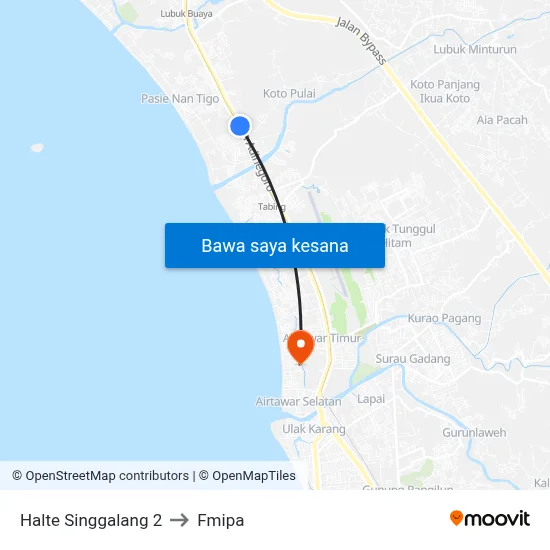 Halte Singgalang 2 to Fmipa map