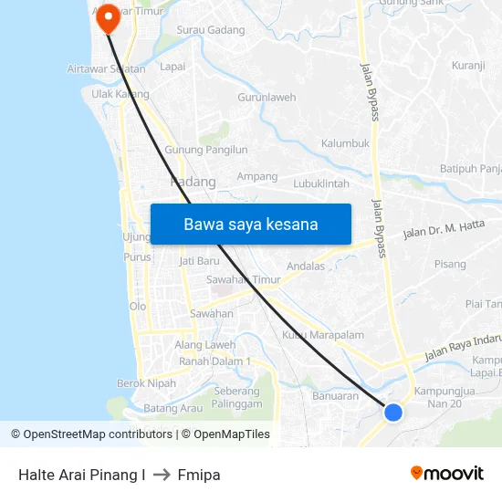 Halte Arai Pinang I to Fmipa map