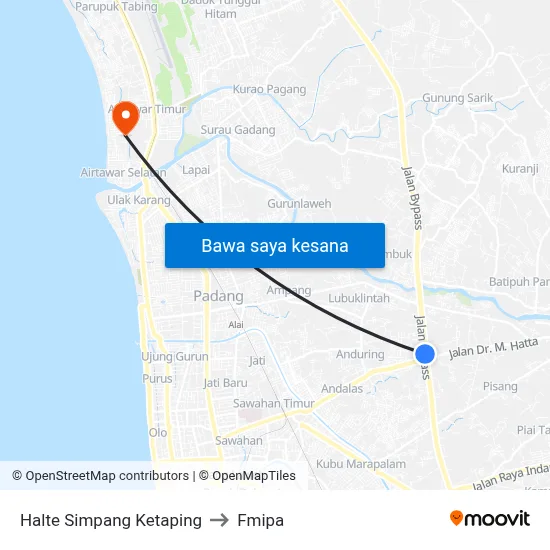 Halte Simpang Ketaping to Fmipa map