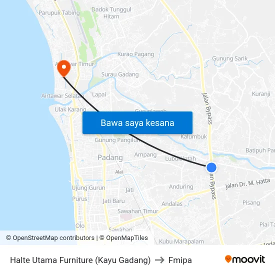 Halte Utama Furniture (Kayu Gadang) to Fmipa map