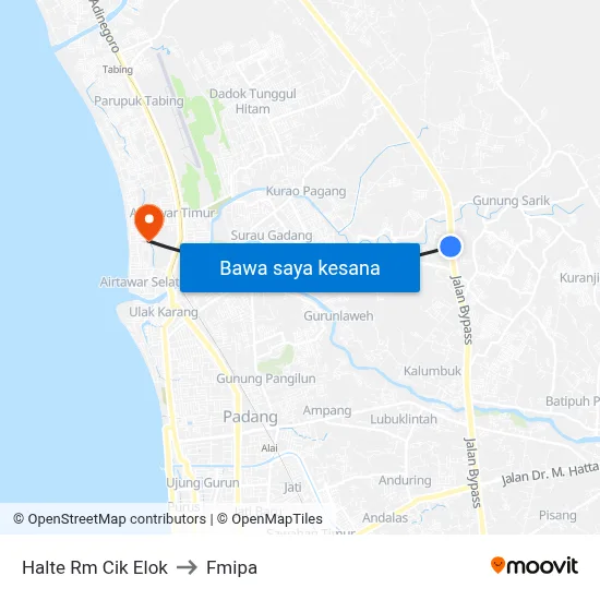 Halte Rm Cik Elok to Fmipa map