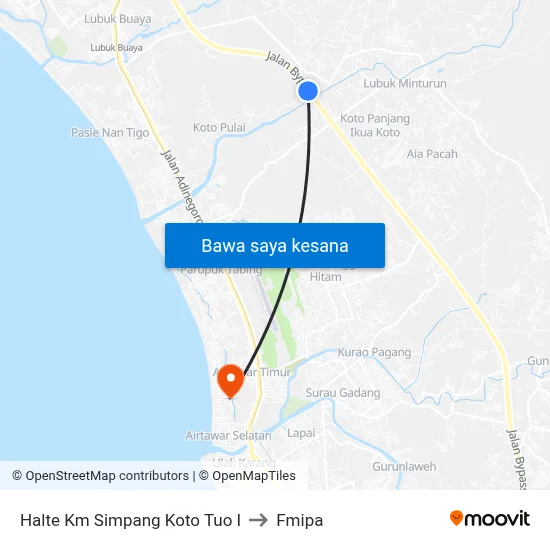 Halte Km Simpang Koto Tuo I to Fmipa map