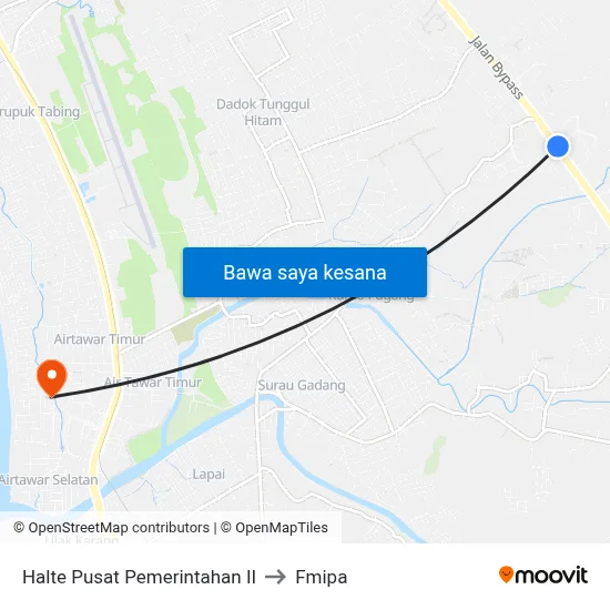 Halte Pusat Pemerintahan II to Fmipa map