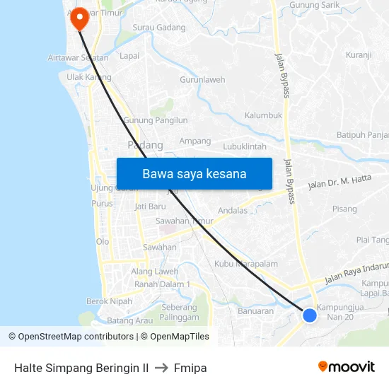 Halte Simpang Beringin II to Fmipa map