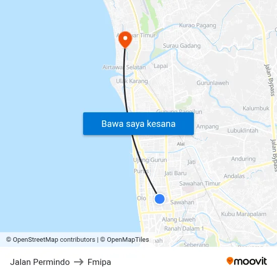 Jalan Permindo to Fmipa map
