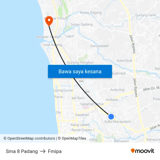 Sma 8 Padang to Fmipa map