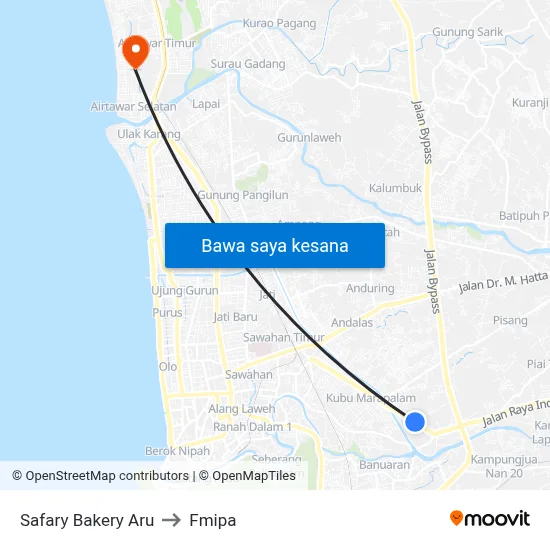 Safary Bakery Aru to Fmipa map