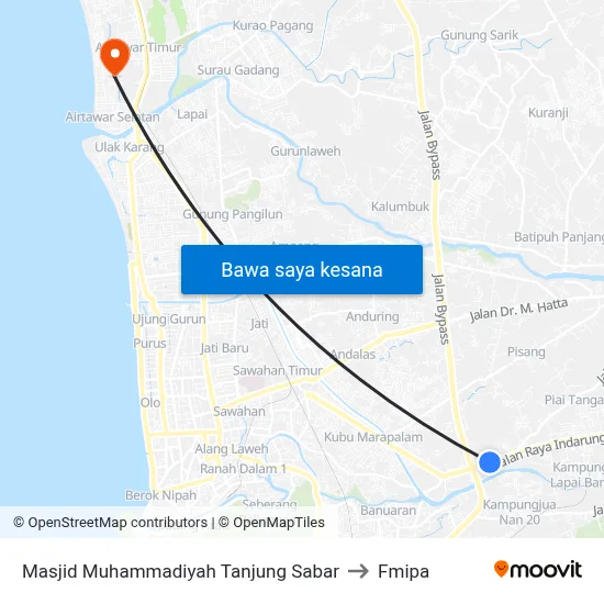 Masjid Muhammadiyah Tanjung Sabar to Fmipa map