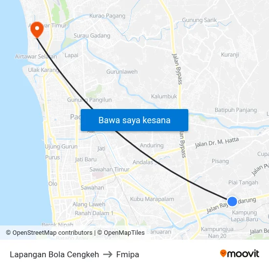Lapangan Bola Cengkeh to Fmipa map
