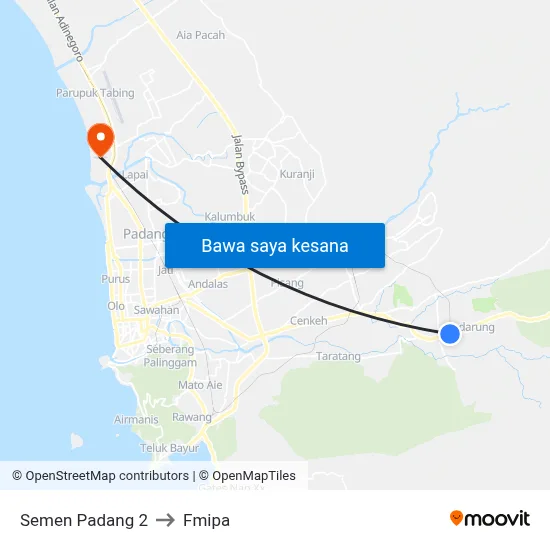 Semen Padang 2 to Fmipa map