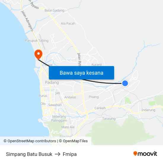 Simpang Batu Busuk to Fmipa map