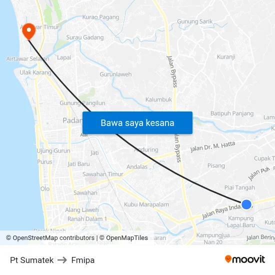 Pt Sumatek to Fmipa map