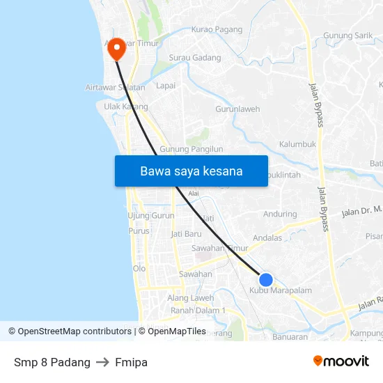 Smp 8 Padang to Fmipa map