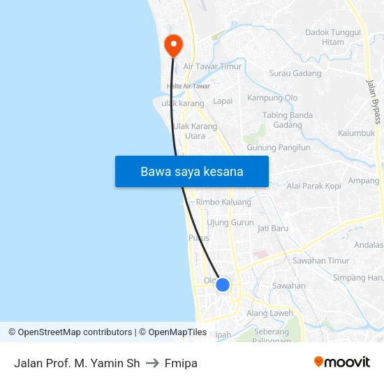 Jalan Prof. M. Yamin Sh to Fmipa map