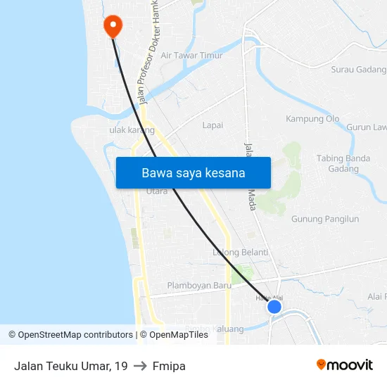 Jalan Teuku Umar, 19 to Fmipa map