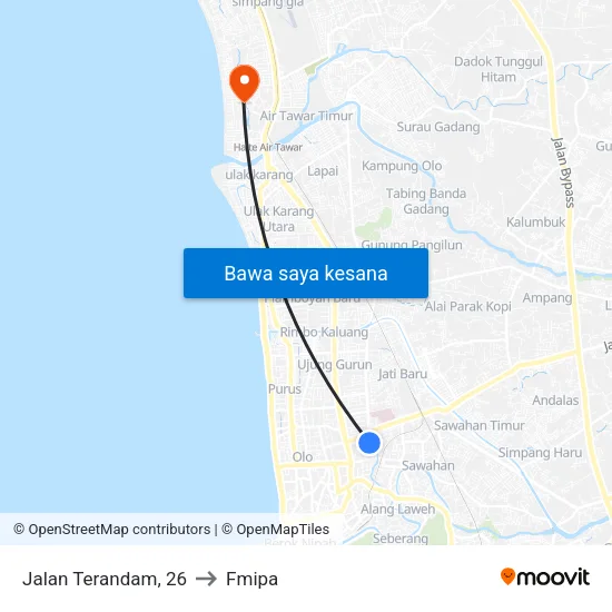 Jalan Terandam, 26 to Fmipa map
