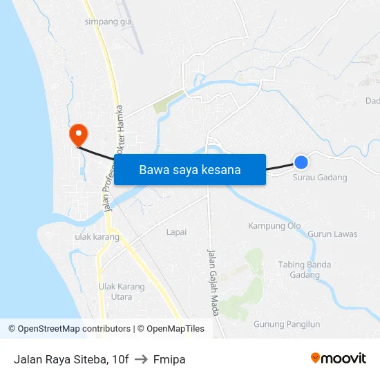 Jalan Raya Siteba, 10f to Fmipa map
